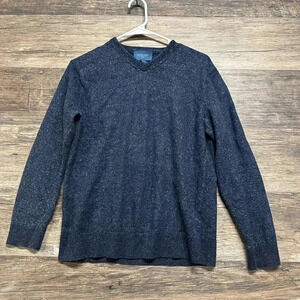 Fairlane 100% Merino Wool Blue V-Neck Sweater Mens Size Large